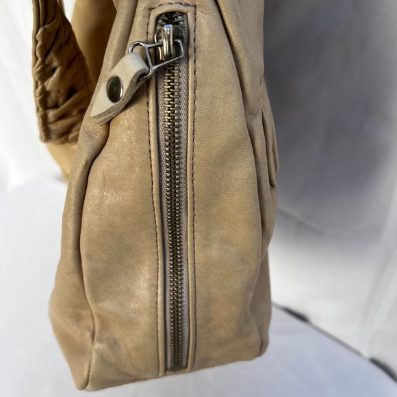 Jacqueline Jarrot Women's Beige Leather Arm Strap Tote Handbag Silver Hardware - Picture 4 of 11